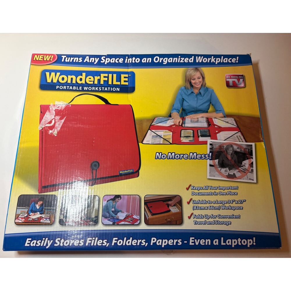 WonderFILE Portable Workstation Red As Seen On TV Folding Travel Organizer